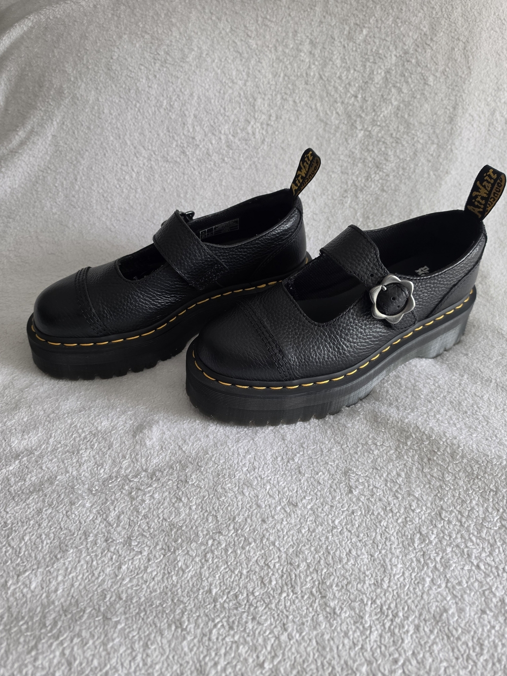 Dr. Martens Addina Flower Buckle Leather Platform Mary Janes